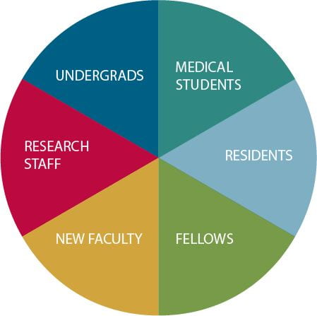 Clinical Outcomes Research Office supports undergrads, medical students, residents, fellows, new faculty and research staff (pie chart)